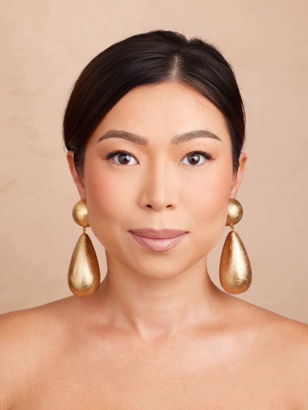Khoi Nyah Gold Teardrop Statement Earrings